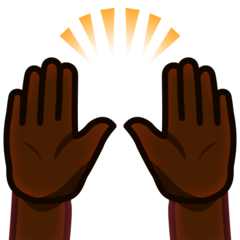 How Raising Hands: Dark Skin Tone emoji looks on Emojidex.