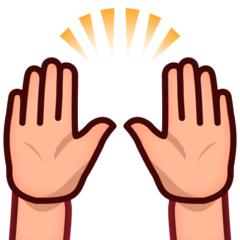 How Raising Hands: Medium-Light Skin Tone emoji looks on Emojidex.