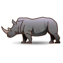 Bagaimana Rhinoceros emoji terlihat di Emojidex.