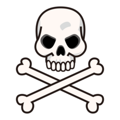 Bagaimana Skull and Crossbones emoji terlihat di Emojidex.