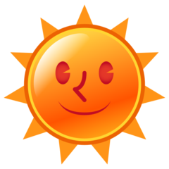 Wie Sonne mit Gesicht Emoji auf Emojidex aussieht.