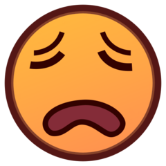 Wie Erschöpftes Gesicht Emoji auf Emojidex aussieht.