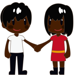 How Woman and Man Holding Hands: Dark Skin Tone emoji looks on Emojidex.