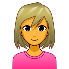 Bagaimana Woman: Blond Hair emoji terlihat di Emojidex.