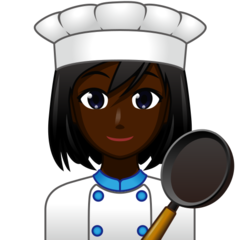 How Woman Cook: Dark Skin Tone emoji looks on Emojidex.