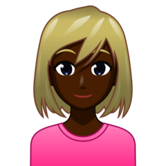 How Woman: Dark Skin Tone, Blond Hair emoji looks on Emojidex.