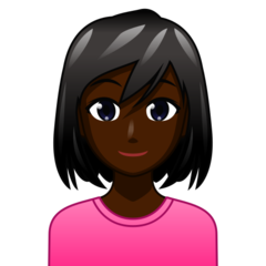 How Woman: Dark Skin Tone emoji looks on Emojidex.