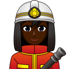 How Woman Firefighter: Dark Skin Tone emoji looks on Emojidex.