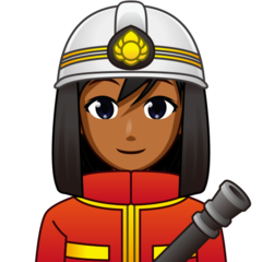 Bagaimana Woman Firefighter: Medium-Dark Skin Tone emoji terlihat di Emojidex.