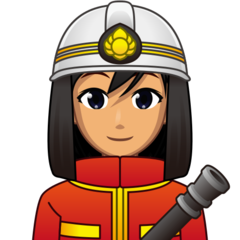 How Woman Firefighter: Medium Skin Tone emoji looks on Emojidex.