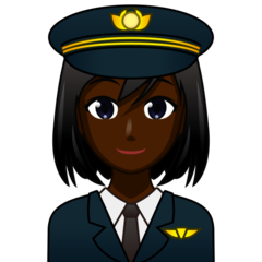 How Woman Pilot: Dark Skin Tone emoji looks on Emojidex.