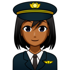 Bagaimana Woman Pilot: Medium-Dark Skin Tone emoji terlihat di Emojidex.