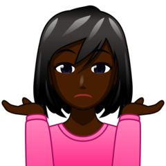 Bagaimana Woman Shrugging: Dark Skin Tone emoji terlihat di Emojidex.