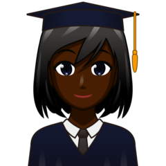 Bagaimana Woman Student: Dark Skin Tone emoji terlihat di Emojidex.