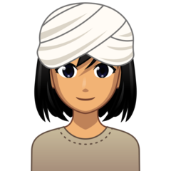 A quoi ressemblent les emoji Femme en turban: peau légèrement mate sur Emojidex.