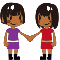 Bagaimana Women Holding Hands: Medium-Dark Skin Tone emoji terlihat di Emojidex.