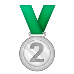 Bagaimana 2nd Place Medal emoji terlihat di Emojipedia.