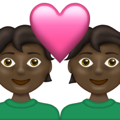 Como o emoji do Casal apaixonado: pele escura é exibido no Emojipedia.