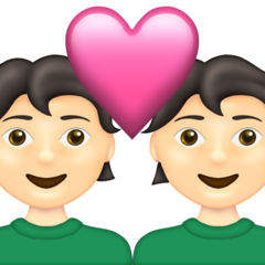 Bagaimana emoji Pasangan dengan simbol hati: ton kulit cerah kelihatan di Emojipedia.