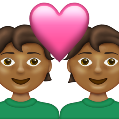 Bagaimana Pasangan dengan hati: warna kulit gelap-sedang emoji terlihat di Emojipedia.