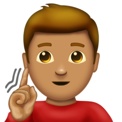 Cómo se ve el emoji Hombre sordo: tono de piel medio en Emojipedia.