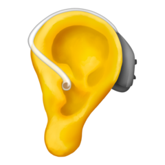 How Ear with Hearing Aid emoji looks on Emojipedia.