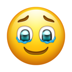 Hvordan Ansigt, der holder tårer tilbage emoji ser ud på Emojipedia.