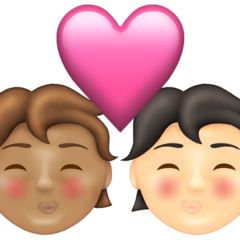 How Kiss: Person, Person, Medium Skin Tone, Light Skin Tone emoji looks on Emojipedia.