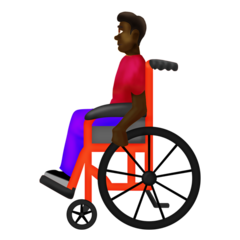 How Man in Manual Wheelchair: Dark Skin Tone emoji looks on Emojipedia.