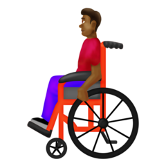 Bagaimana Man in Manual Wheelchair: Medium-Dark Skin Tone emoji terlihat di Emojipedia.