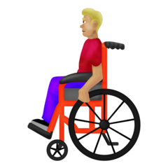 How Man in Manual Wheelchair: Medium-Light Skin Tone emoji looks on Emojipedia.