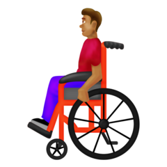 Cómo se ve el emoji Hombre en silla de ruedas manual: tono de piel medio en Emojipedia.