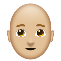 Cómo se ve el emoji Hombre: tono de piel claro medio y sin pelo en Emojipedia.