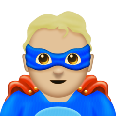 How Man Superhero: Medium-Light Skin Tone emoji looks on Emojipedia.