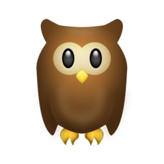 Bagaimana Owl emoji terlihat di Emojipedia.