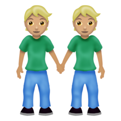 Hoe Personen hand in hand: lichtgetinte huidskleur emoji eruit ziet op Emojipedia.