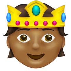 Hoe Persoon met kroon: donkergetinte huidskleur emoji eruit ziet op Emojipedia.