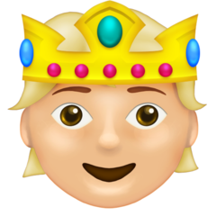 Wie Person mit Krone: mittelhelle Hautfarbe Emoji auf Emojipedia aussieht.