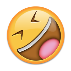 Cómo se ve el emoji Cara revolviéndose de la risa en Emojipedia.