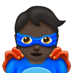 Hoe Superheld: donkere huidskleur emoji eruit ziet op Emojipedia.