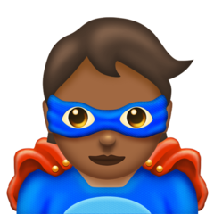 Cómo se ve el emoji Personaje de superhéroe: tono de piel oscuro medio en Emojipedia.