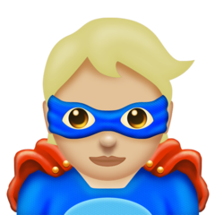 Bagaimana Superhero: Medium-Light Skin Tone emoji terlihat di Emojipedia.