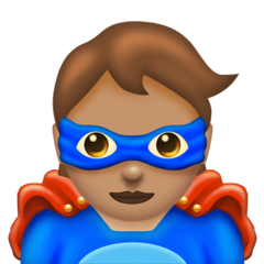 Bagaimana Superhero: Medium Skin Tone emoji terlihat di Emojipedia.