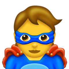 How Superhero emoji looks on Emojipedia.