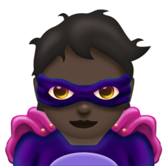 Cómo se ve el emoji Personaje de supervillano: tono de piel oscuro en Emojipedia.