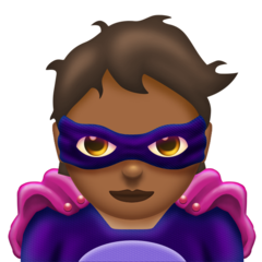 Cómo se ve el emoji Personaje de supervillano: tono de piel oscuro medio en Emojipedia.