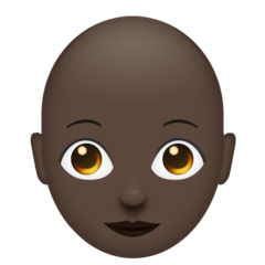 How Woman: Dark Skin Tone, Bald emoji looks on Emojipedia.