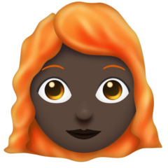 A quoi ressemblent les emoji Femme: peau foncée et cheveux roux sur Emojipedia.