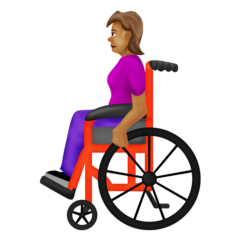 How Woman in Manual Wheelchair: Medium Skin Tone emoji looks on Emojipedia.