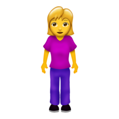 Cómo se ve el emoji Mujer de pie en Emojipedia.